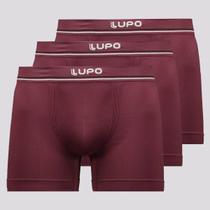 Kit 3 Cuecas Boxer Lupo Microfibra Sem Costura Bordô