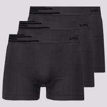 Kit 3 Cuecas Boxer Lupo Microfibra Sem Costura Cinza Escuro Kit 3 Cuecas Boxer Lupo Microfibra Sem Costura Cinza Escuro