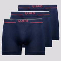Kit 3 Cuecas Boxer Lupo Microfibra Sem Costura Marinho