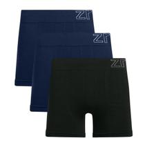 Kit 3 Cuecas Boxer Masculina Zee Rucci Microfibra Poliamida Seamless