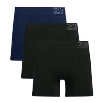 Kit 3 Cuecas Boxer Masculina Zee Rucci Microfibra Poliamida Sem Costura Lisa Premium ZR