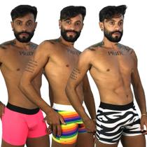 Kit 3 Cuecas Boxer Masculinas Modelo Estampado LGBT Qualidade e Conforto - MORENINHA