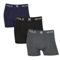 Kit 3 Cuecas Boxer Polo Wear Masculina Sem Costura Box Adulto Elastano Lisa Premium