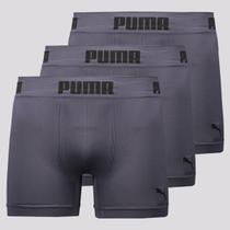 Kit 3 Cuecas Boxer Puma Anatomic Sem Costura Cinza e Preta