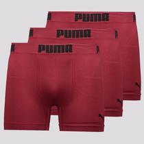 Kit 3 Cuecas Boxer Puma Sem Costura Bordô