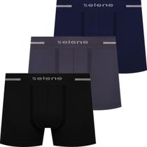 Kit 3 Cuecas Boxer Selene Masculina Poliamida Box Sem Costura Atacado Original