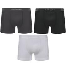 Kit 3 Cuecas Boxer Selene Sem Costura Masculino - Preto, Branco e Chumbo Kit 3 Cuecas Boxer Selene Sem Costura Masculino - Preto, Branco e Chumbo