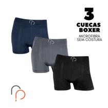 Kit 3 Cuecas Boxer Sem Costura em Microfibra RP Kit 3 Cuecas Boxer Sem Costura em Microfibra RP