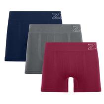 Kit 3 Cuecas Boxer sem Costura Navy, Cinza e Bordô Zee Rucci