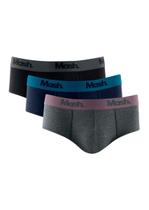 kit 3 cuecas cotton slip Mash 113.06 algodão elástico bordado