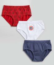 Kit 3 Cuecas Infantil Capitão América Tam 2 a 12 Azul-67099