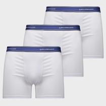Kit 3 Cuecas Lupo Boxer Algodão com Elastano Branca