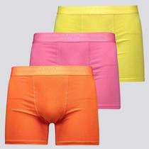 Kit 3 Cuecas Lupo Boxer Elastic Amarela Pink e Laranja