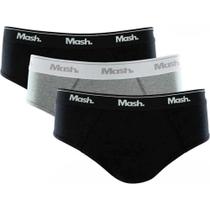 Kit 3 Cuecas Masculinas Slip Elástico Algodão Basic 010.04 Mash