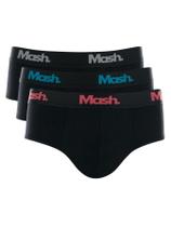 Kit 3 Cuecas Masculinas Slip Elástico Cotton Basic 113.06 Mash Preto