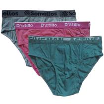 Kit 3 Cuecas Normal Slip Tradicional Masculina 100% Algodão Premium Man Atacado Revenda