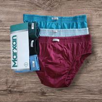 Kit 3 Cuecas Plus-Size GG1 ao GG4 100% Algodão Cintura com quatro costuras Marxan