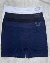 Kit 3 Cuecas Plus Size Poliamida Sem Costura G4 Tecido Macio Cor:Preta/Marinho/BrancaTamanho:G4