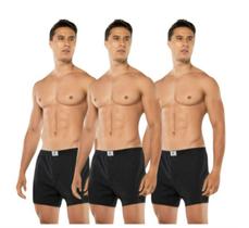 Kit 3 Cuecas Samba Canção Algodão Lisa com Abertura Frontal Keeper