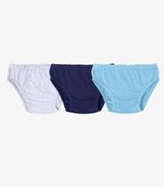 Kit 3 Cuecas Slip Infantil Em Algodão Select Azul