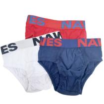 Kit 3 Cuecas Slip Infantil Juvenil - Nawes Kit 3 Cuecas Slip Infantil Juvenil - Nawes