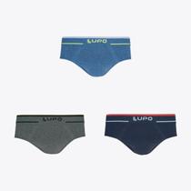 Kit 3 Cuecas Slip Lupo Fio Texturizado Sortidos 00624-003