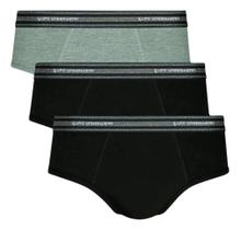 Kit 3 Cuecas Slip Lupo Tradicional Elástico Algodão Maciez Cor:Preta e CinzaTamanho:GG