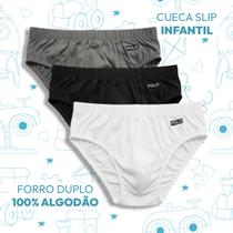 Kit 3 Cuecas Slip Polo Kids Algodão Infantil Forro Duplo Menino Tradicional Kit 3 Cuecas Slip Polo Kids Algodão Infantil Forro Duplo Menino Tradicional