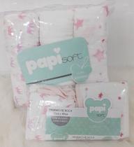 Kit 3 Cueiro Bebe Papi Soft Fralda 80x80 + 2 Pano Boca Rf 03