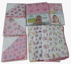 Kit 3 Cueiro com Aplique 6 Fraldas 2 Toalha Banho Menina Kit 3 Cueiro com Aplique 6 Fraldas 2 Toalha Banho Menina
