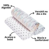 Kit 3 cueiro flanelado acalma o bebe papi 80x80cm algodao