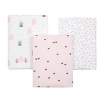 Kit 3 Cueiro Flanelado Bebê Menina Papi Algodão Enxoval 4401