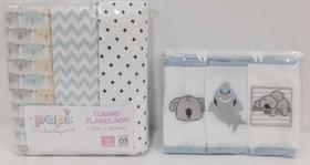 Kit 3 Cueiro Grande + 3 Babete Bordado Papi Bebê Enxoval 85