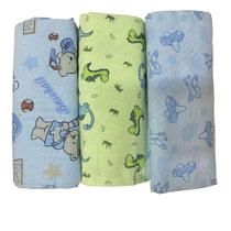 Kit 3 Cueiro Manta Flanelado Liso Estampado Bebê Minasrey Kit 3 Cueiro Manta Flanelado Liso Estampado Bebê Minasrey