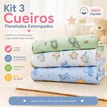 Kit 3 Cueiro Manta Flanelado Liso Estampado Bebê Minasrey Kit 3 Cueiro Manta Flanelado Liso Estampado Bebê Minasrey