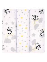 Kit 3 Cueiros Bebê Estampado 100% Algodão Bublim 50Cm X 80Cm Menino Cor:Panda Kit 3 Cueiros Bebê Estampado 100% Algodão Bublim 50Cm X 80Cm Menino Cor:Panda