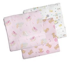 Kit 3 Cueiros Bebê Flanelado Estampado 100% Algodão Berçinho Kit 3 Cueiros Bebê Flanelado Estampado 100% Algodão Berçinho