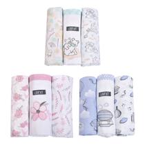 Kit 3 Cueiros Manta Flanelado Bordado e Estampado 80cmx80cm Algodão Enxoval Bebe Minasrey Kit 3 Cueiros Manta Flanelado Bordado e Estampado 80cmx80cm Algodão Enxoval Bebe Minasrey