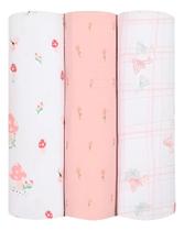 Kit 3 Cueiros Manta Flanelado Grande Bebê Algodão Menina Ros Kit 3 Cueiros Manta Flanelado Grande Bebê Algodão Menina Ros