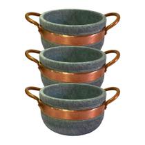 Kit 3 Cumbucas Alça De Cobre Pedra Sabão Caldo Sopa 500ml