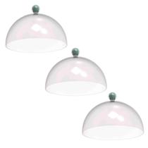 Kit 3 Cúpulas de Plástico 30cm Bolos Tortas Doces Padaria Café Hotel Crippa Verde Menta