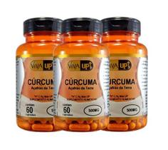 Kit 3 Cúrcuma com 60 cápsulas de 500 mg Viva Up