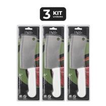 Kit 3 cutelo 6" inox - cabo pp branco