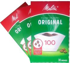 kit 3 cx Filtro Coador Papel Melitta nº 100 c/ 30 unid. cada