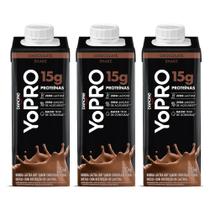 Kit 3 Danone Yopro Bebida Láctea Protein Chocolate 250ml