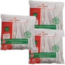 Kit 3 De Garfo E Faca Reforçados 17,5cm 50Un Biodegradável