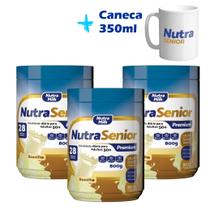 kit 3 de Nutra Senior 50+ 800g linha Premium Zero Lactose e Zero Açúcar + Presente exclusivo Caneca