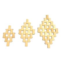 Kit 3 Descanso De Panela Suporte Apoio Losango Madeira