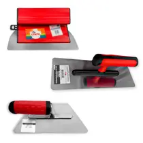 Kit 3 Desempenadeiras Compel Aço Inox Flexível, Trapézio E Berox 25cm Para Massa E Efeitos
