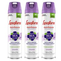 KIT 3 Desinfetante LYSOFORM Aerosol Lavanda 360ml